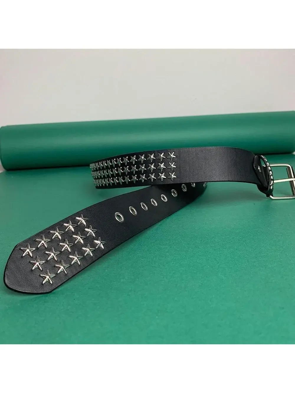 Y2k 2000s style star studded grunge emo black and silver belt. High quality! Gre